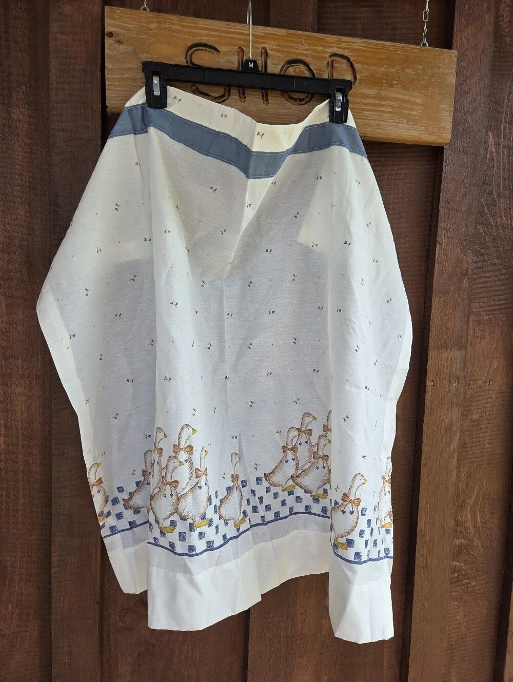 Country Blue Goose Curtain Panel 1980s JCPenney 34x30